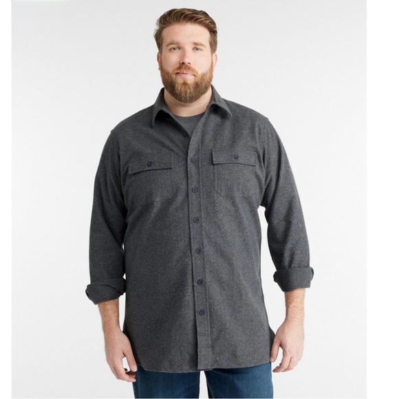 EUC, LL Bean Men's Button Down Heavy Weight Chamois Shirt, Gray Flannel, Size XL - Picture 2 of 8
